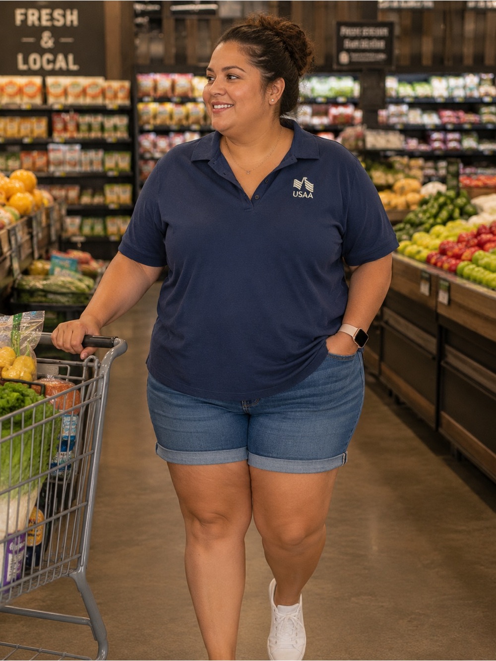 USAA Women's Short Sleeve Polo Tee in Navy